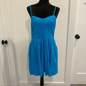 Express Button V Neck Cami Dress With Pockets